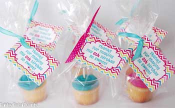 Bake cupcakes and attach a cute thank you note.